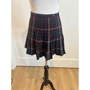 Superdry Retro Plaid Pleated Mini Skirt Green Size 2 Anime Schoolgirl Preppy